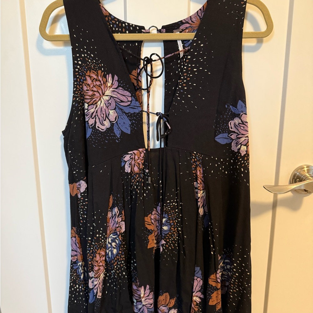 Free People Black and Purple Floral Dress